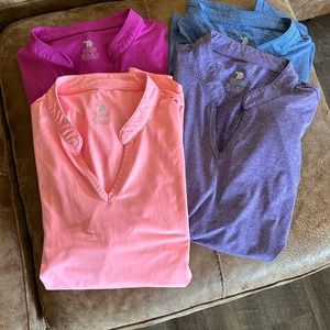 Set of 4 sport tank tops, sz large.